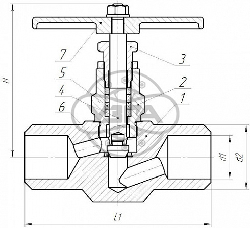 Клапан запорный Dn40 Pn63 под приварку 09Г2С 15лс68нж