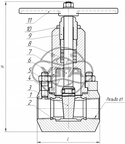 Задвижка клиновая стальная муфтовая Dn20 Pn160 09Г2С 31лс77нж