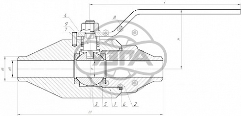 Кран шаровой разборный двухсоставной под приварку Dn20 Pn40 Ст. 20 11с45п