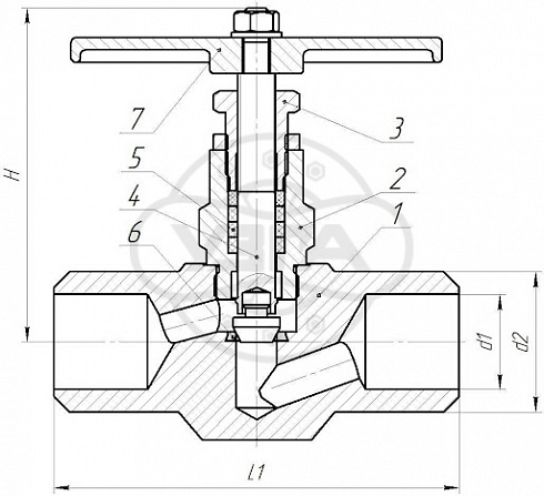 Клапан запорный Dn40 Pn40 под приварку 09Г2С 15лс52нж